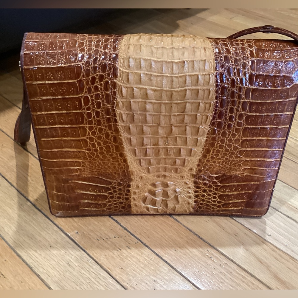 Vtg 1950-60s, Brown Crocodile-Embossed women’s handBag, purse - Picture 3 of 11